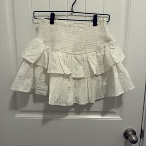 Miou Muse Women's White Ruffle Eyelet Skort Size Large